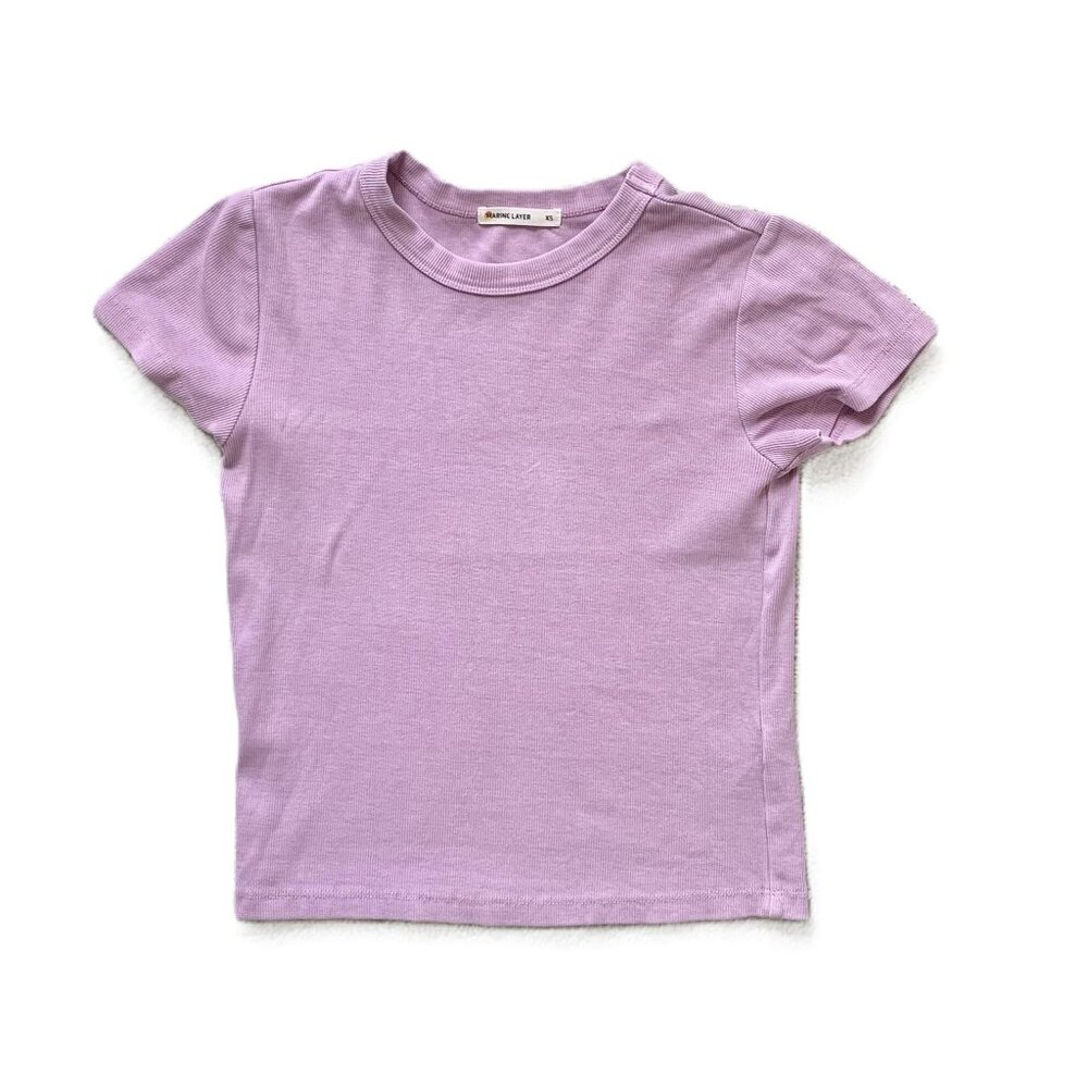 Marine Layer Lavender Ribbed Short Sleeve Tee